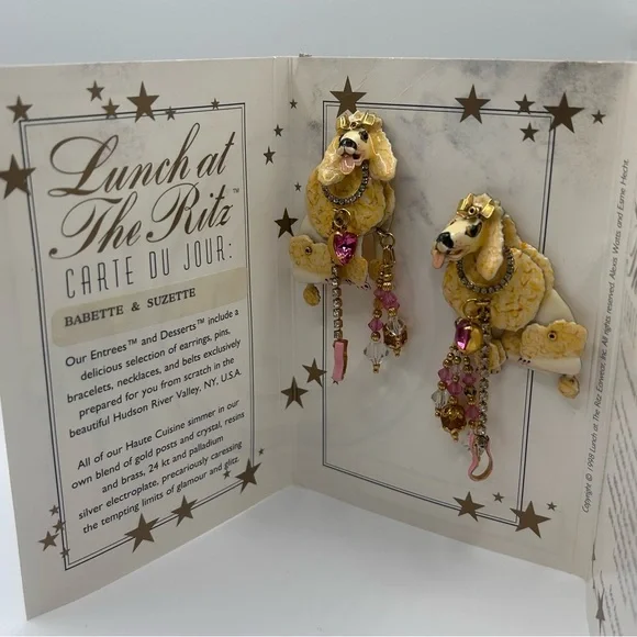 Lunch at the Ritz “Babette & Suzette” Poodle Earrings - Picture 9 of 9